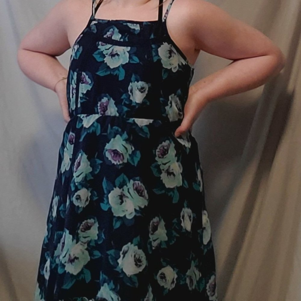 Girls High Low Floral Patterned Dress